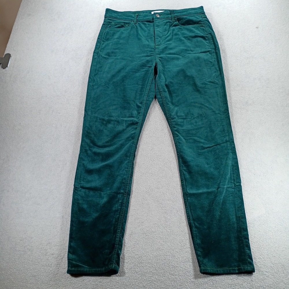 LOFT Women Corduroy Pants Teal Green Size 10/30 Stretch Straight Leg